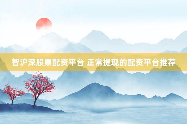 智沪深股票配资平台 正常提现的配资平台推荐