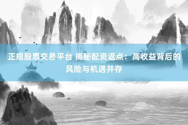 正规股票交易平台 揭秘配资返点：高收益背后的风险与机遇并存