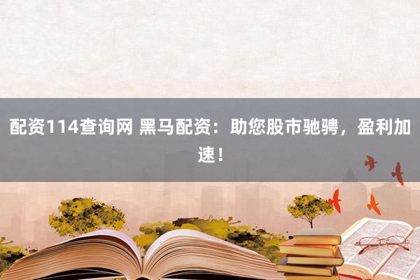 配资114查询网 黑马配资：助您股市驰骋，盈利加速！