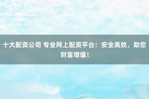 十大配资公司 专业网上配资平台：安全高效，助您财富增值！