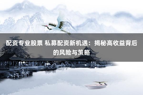 配资专业股票 私募配资新机遇：揭秘高收益背后的风险与策略