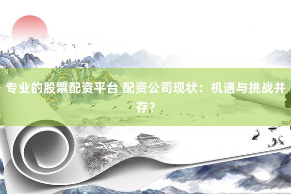 专业的股票配资平台 配资公司现状：机遇与挑战并存？