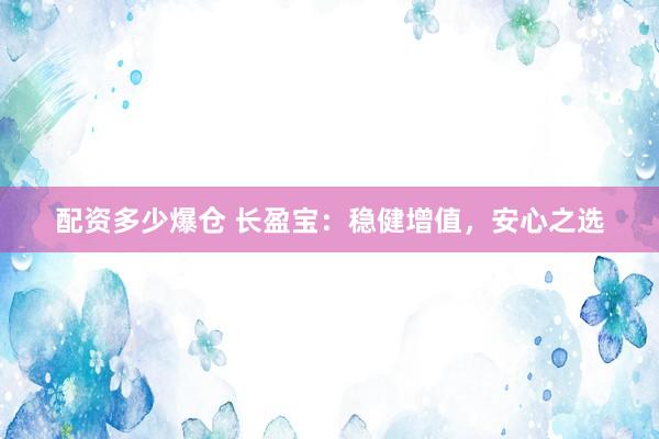 配资多少爆仓 长盈宝：稳健增值，安心之选