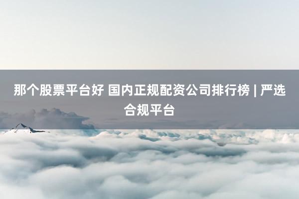那个股票平台好 国内正规配资公司排行榜 | 严选合规平台