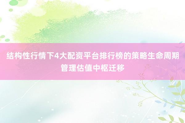 结构性行情下4大配资平台排行榜的策略生命周期管理估值中枢迁移
