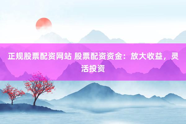 正规股票配资网站 股票配资资金：放大收益，灵活投资
